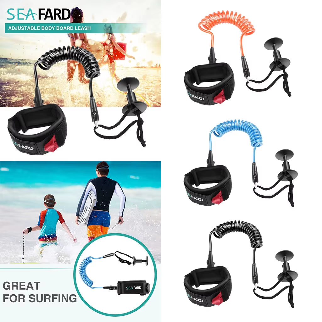 Professional Leash with Wrist Strap Surf Leash 5 Foot Coiled Leash & Surf Leash Surfing Safety Gear Accessories