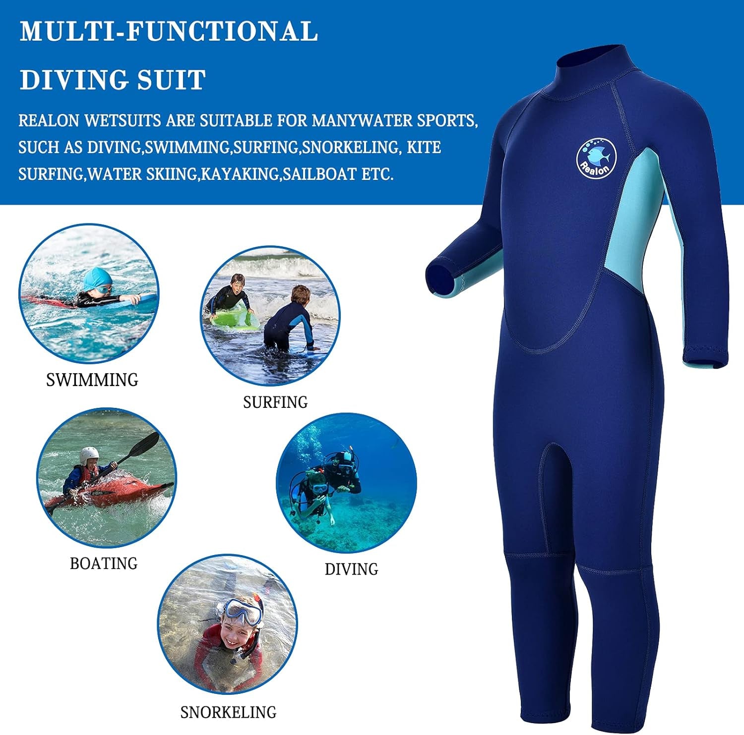 Kids Shorty Wetsuit 3Mm Neoprene Boys Girls Thermal Wet Suit, Front or Back Zip Toddler Youth 2Mm Child Swimsuit Swim Lessons Warm for Jet Skiing Diving Surfing Water Sprot