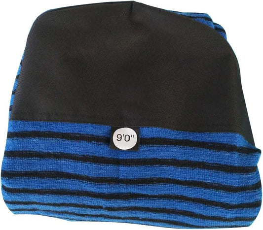 8'0''/8.9''/9'0''/10'0'' Long Board Sock Cover Light Protective Bag for Your Surf Board (Black+Blue,9'0")