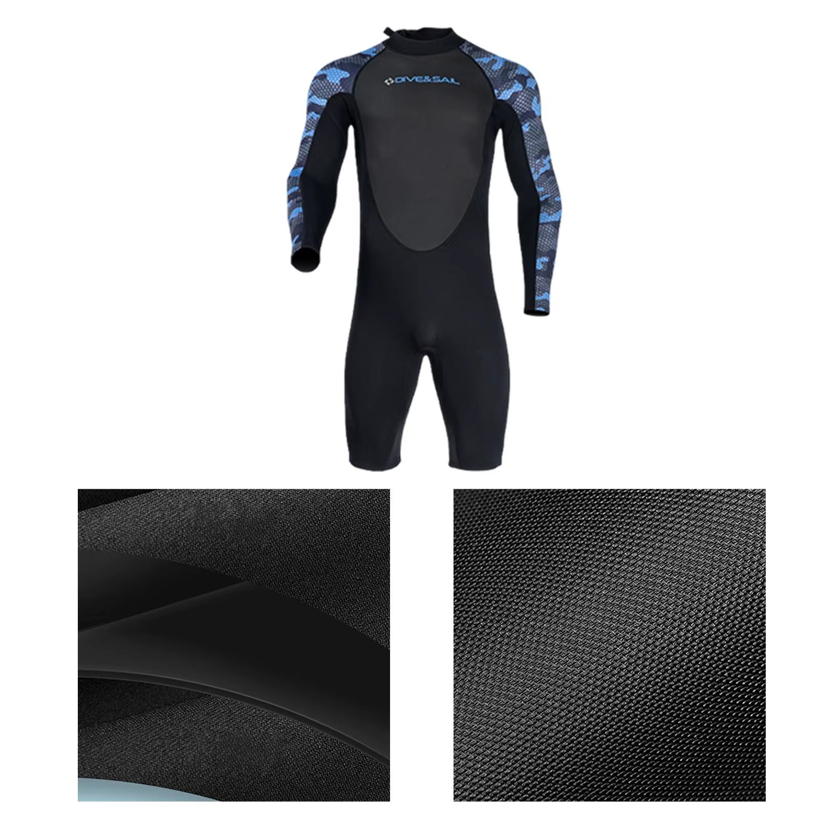 Men Wetsuit Shorty Neoprene 2Mm Body Swim Suits Long Sleeve Bathing Suit Diving