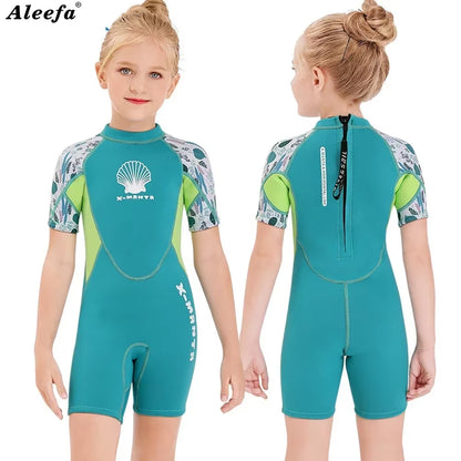 Kids Girls Neoprene 2.5Mm Wetsuit Diving Suit Winter Swimwear Short Surfing Swimsuit Wet Diving Shorty