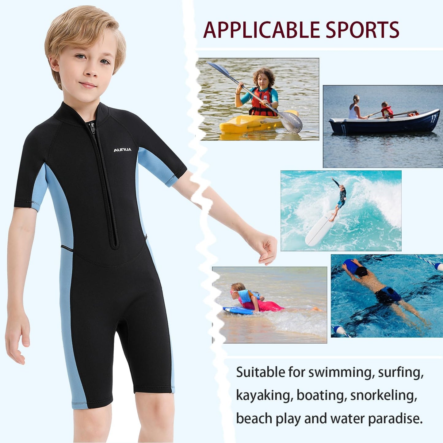 Children'S 3Mm Youth Swimming Suit Shorty Wetsuits Neoprene for Kids Keep Warm