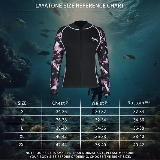 Women'S 3Mm Long Sleeve Neoprene Wetsuit Top - Cold Water Swim, Diving, Surfing & Water Aerobics - Comfort, Warmth & Protection - Suit Jackets for Women