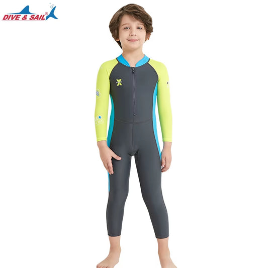 Childrens Outdoor Swimsuit Kids Wetsuit F Keep Warm Long Sleeves Sunscreen Swimsuit Quick Drying Thin Style Suit