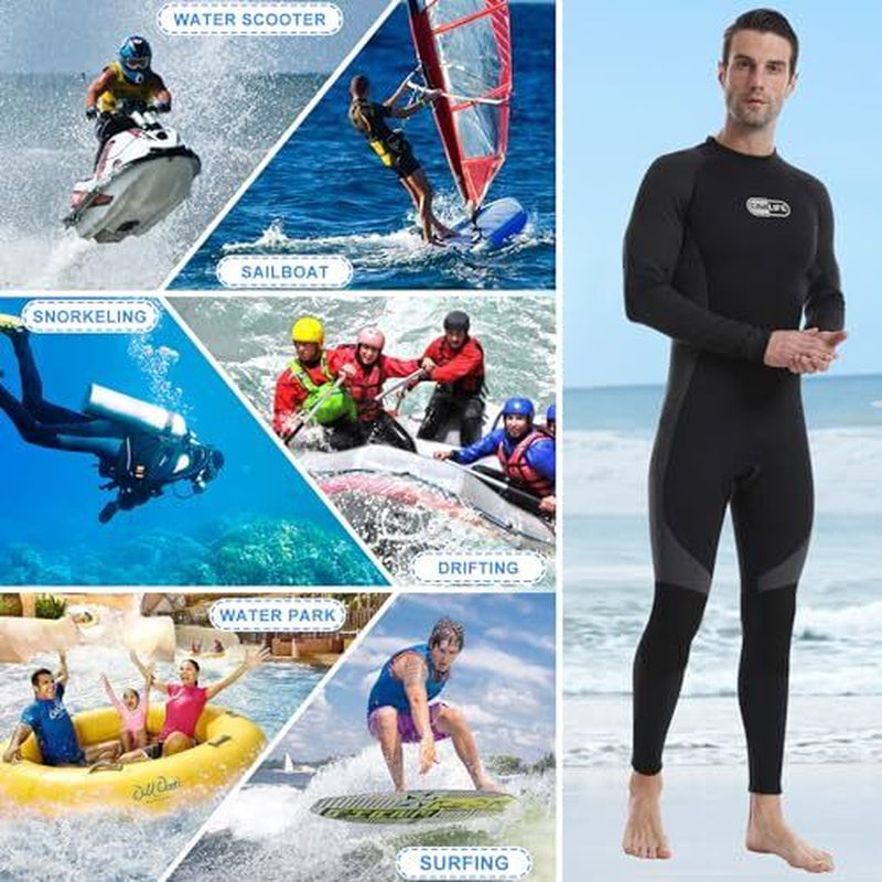 Wetsuits for Men Women, Mens 3MM Small Men'S Black & Light Gray Fullsuit