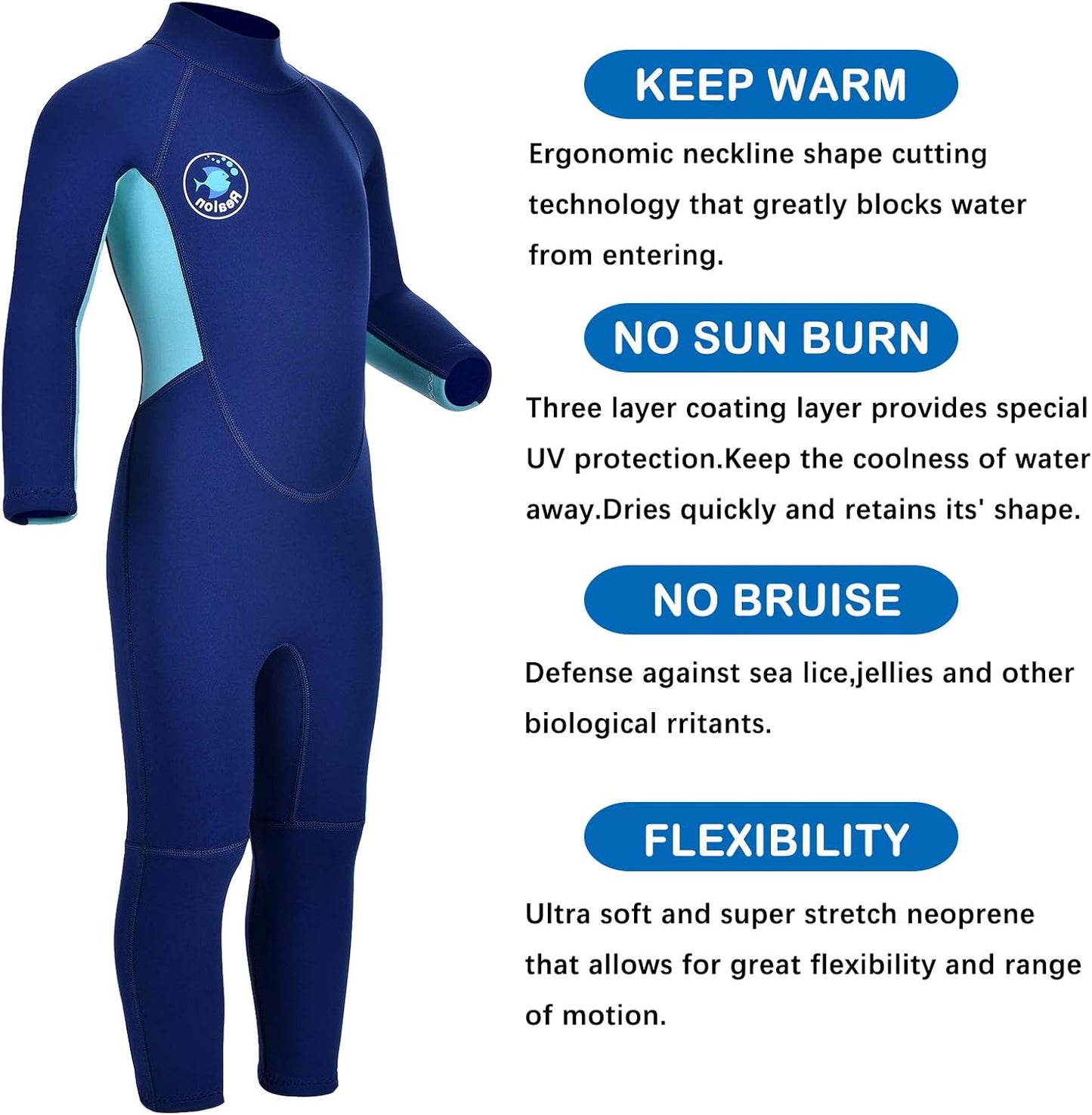 Kids Shorty Wetsuit 3Mm Neoprene Boys Girls Thermal Wet Suit, Front or Back Zip Toddler Youth 2Mm Child Swimsuit Swim Lessons Warm for Jet Skiing Diving Surfing Water Sprot