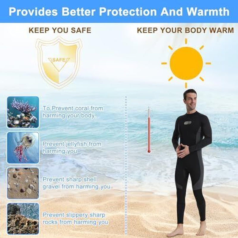 Wetsuits for Men Women, Mens 3MM Small Men'S Black & Light Gray Fullsuit