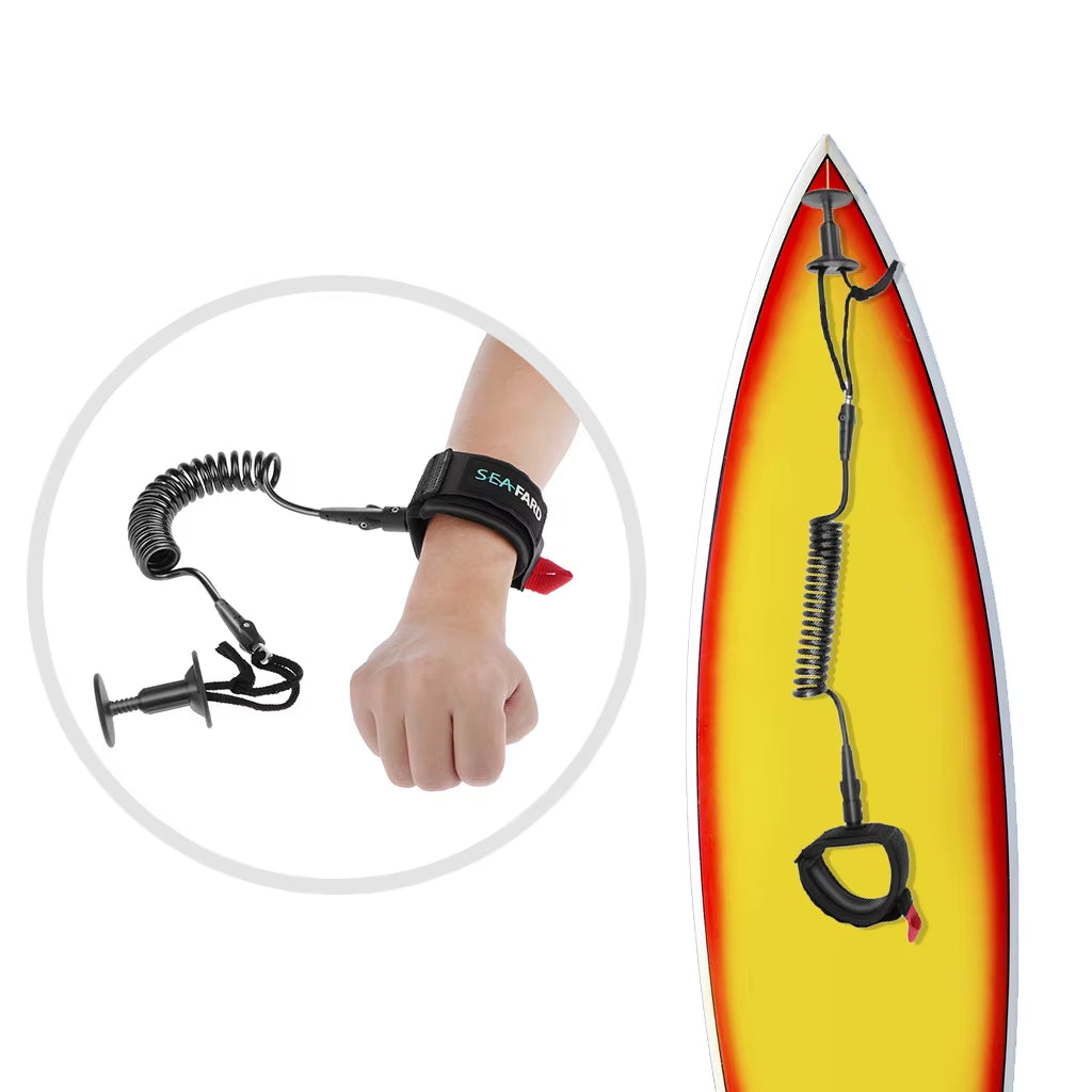 Professional Leash with Wrist Strap Surf Leash 5 Foot Coiled Leash & Surf Leash Surfing Safety Gear Accessories