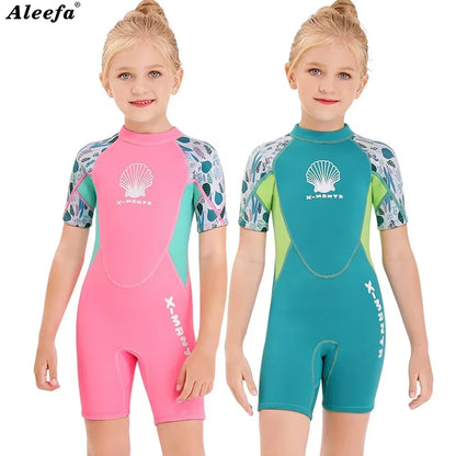 Kids Girls Neoprene 2.5Mm Wetsuit Diving Suit Winter Swimwear Short Surfing Swimsuit Wet Diving Shorty