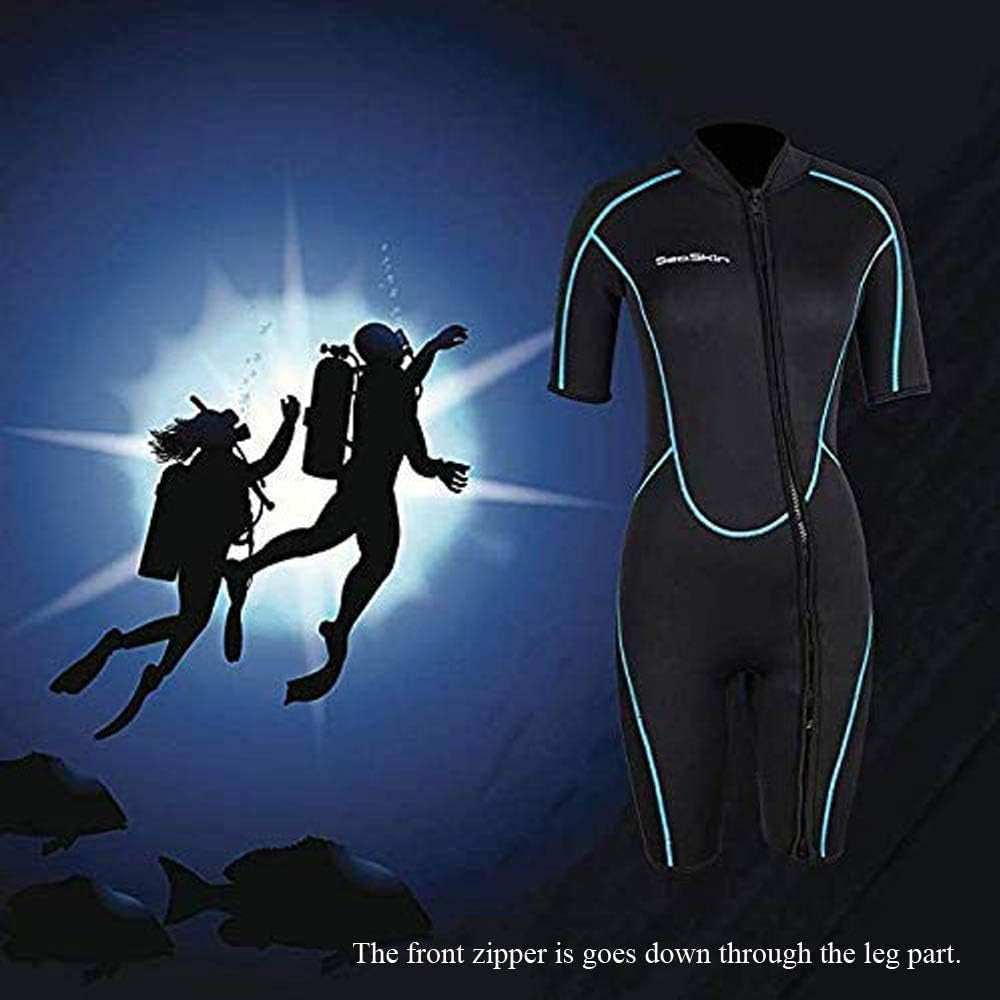 Mens 3Mm Shorty Wetsuit Womens, Full Body Diving Suit Front Zip Wetsuit for Diving Snorkeling Surfing Swimming