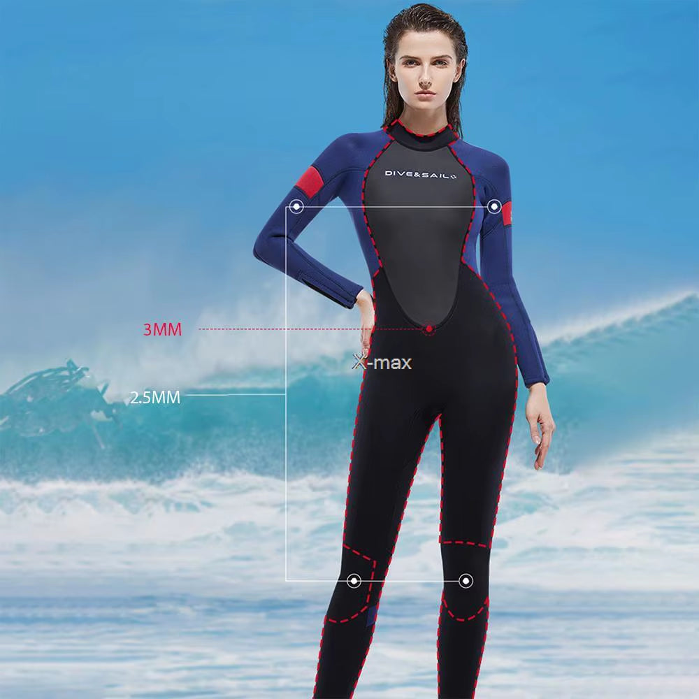 Full-Body Men Women 3Mm Neoprene Wetsuit Surfing Swimming Diving Suit Triathlon Wetsuit Cold Water Scuba Snorkeling Spearfishing