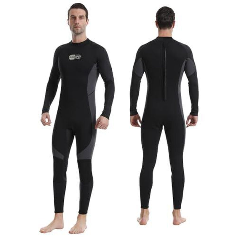 Wetsuits for Men Women, Mens 3MM Small Men'S Black & Light Gray Fullsuit