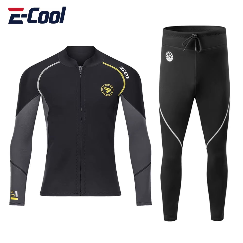 1.5Mm 3Mm Men Wetsuit Neoprene Scuba Diving Suit One-Piece Zipper Thickened Warm Spearfishing Swimwear Kayak Surfing Swimsuit