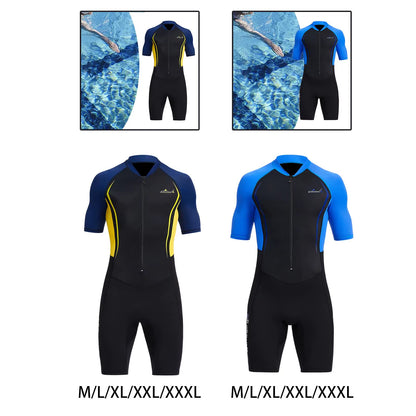 Mens Shorty Wetsuit 1.5Mm Sun Protective One Piece Full Body Diving Suit Swimming Pool Scuba Diving Snorkeling Suit