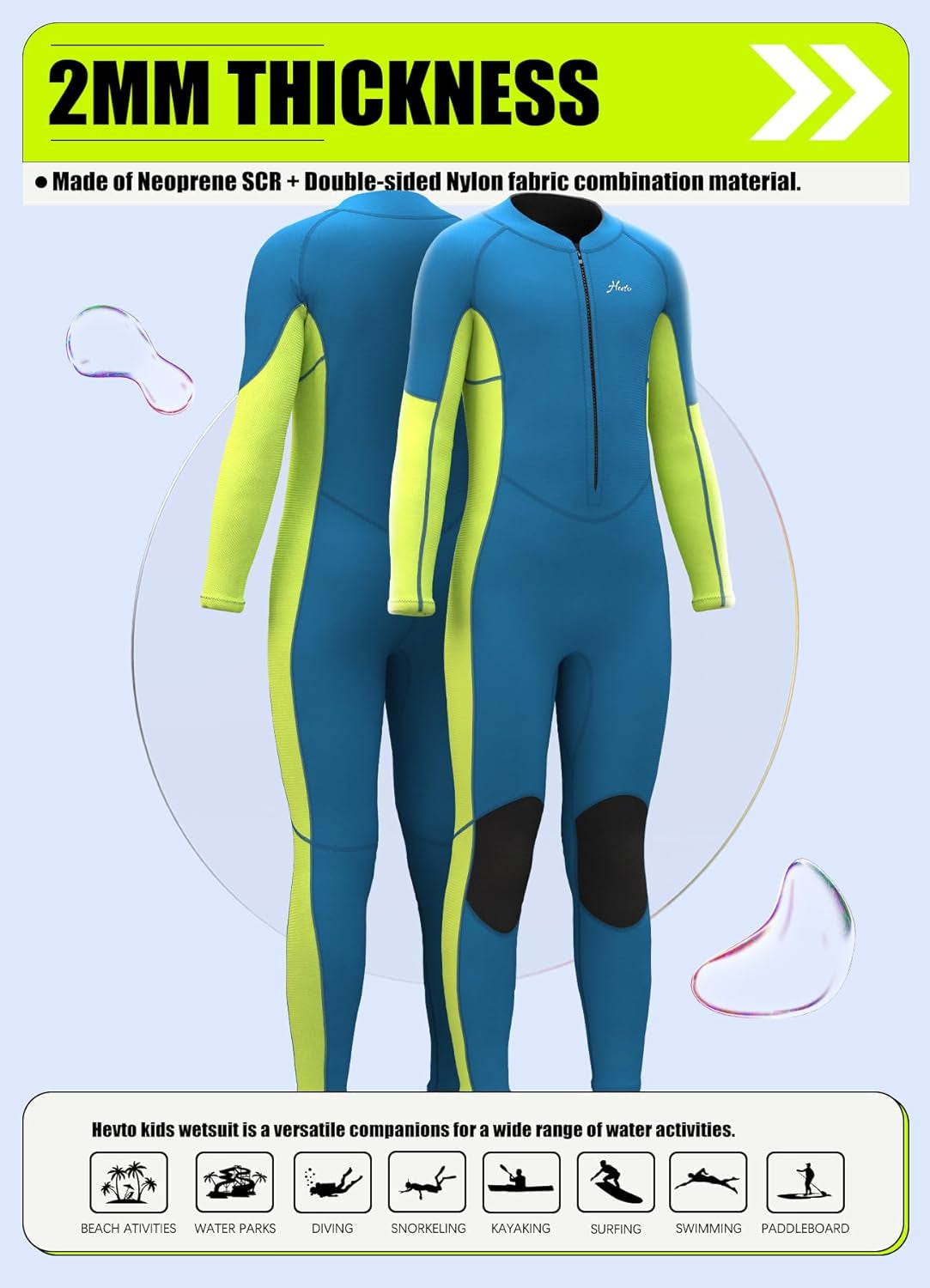 Kids Wetsuit for Boys Girls Toddler Youth 3/2Mm Neoprene Full Wet Suits in Cold Water for Swimming Surfing Diving