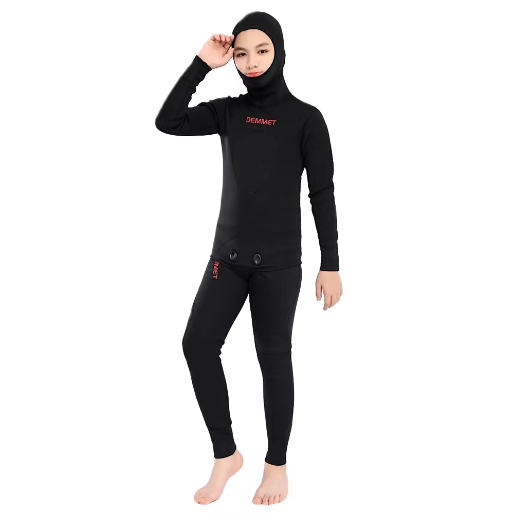 Neoprene Wetsuits 2.5Mm Long Sleeve Fission Hooded 2 Pieces Toddlers/Youth Thermal Swimsuits Kids Boys Girls Children Wetsuit