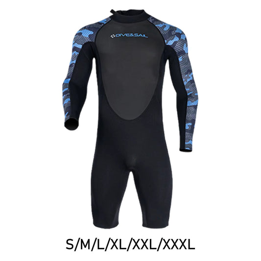 Men Wetsuit Shorty Neoprene 2Mm Body Swim Suits Long Sleeve Bathing Suit Diving