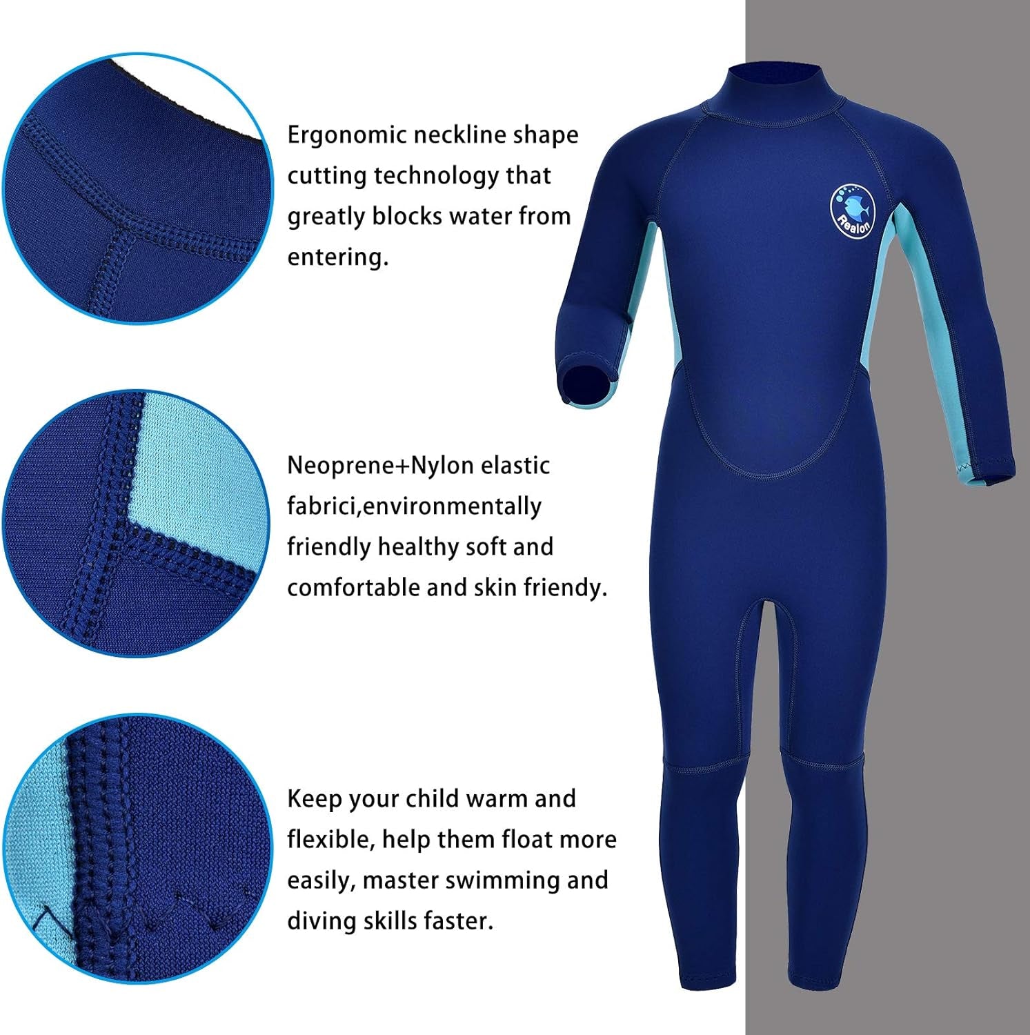 Kids Shorty Wetsuit 3Mm Neoprene Boys Girls Thermal Wet Suit, Front or Back Zip Toddler Youth 2Mm Child Swimsuit Swim Lessons Warm for Jet Skiing Diving Surfing Water Sprot