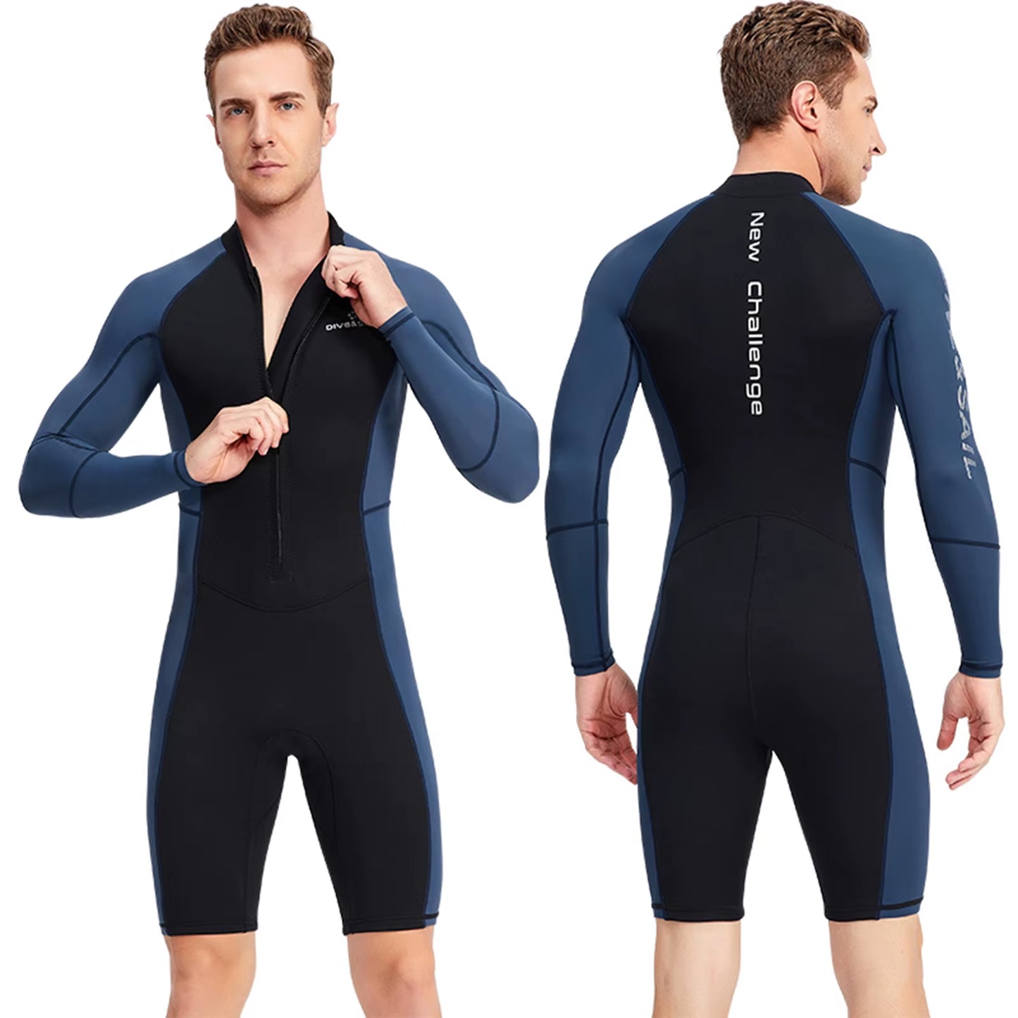 Men'S Wetsuit 1.5Mm Neoprene Shorty Diving Suit Shorts Diving Full Body Front Zipper Dive Skin for Surfing Kayaking