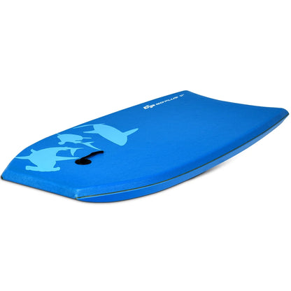 Goplus 41'' Lightweight Super Bodyboard Surfing W/Leash EPS Core Boarding Blue Shark