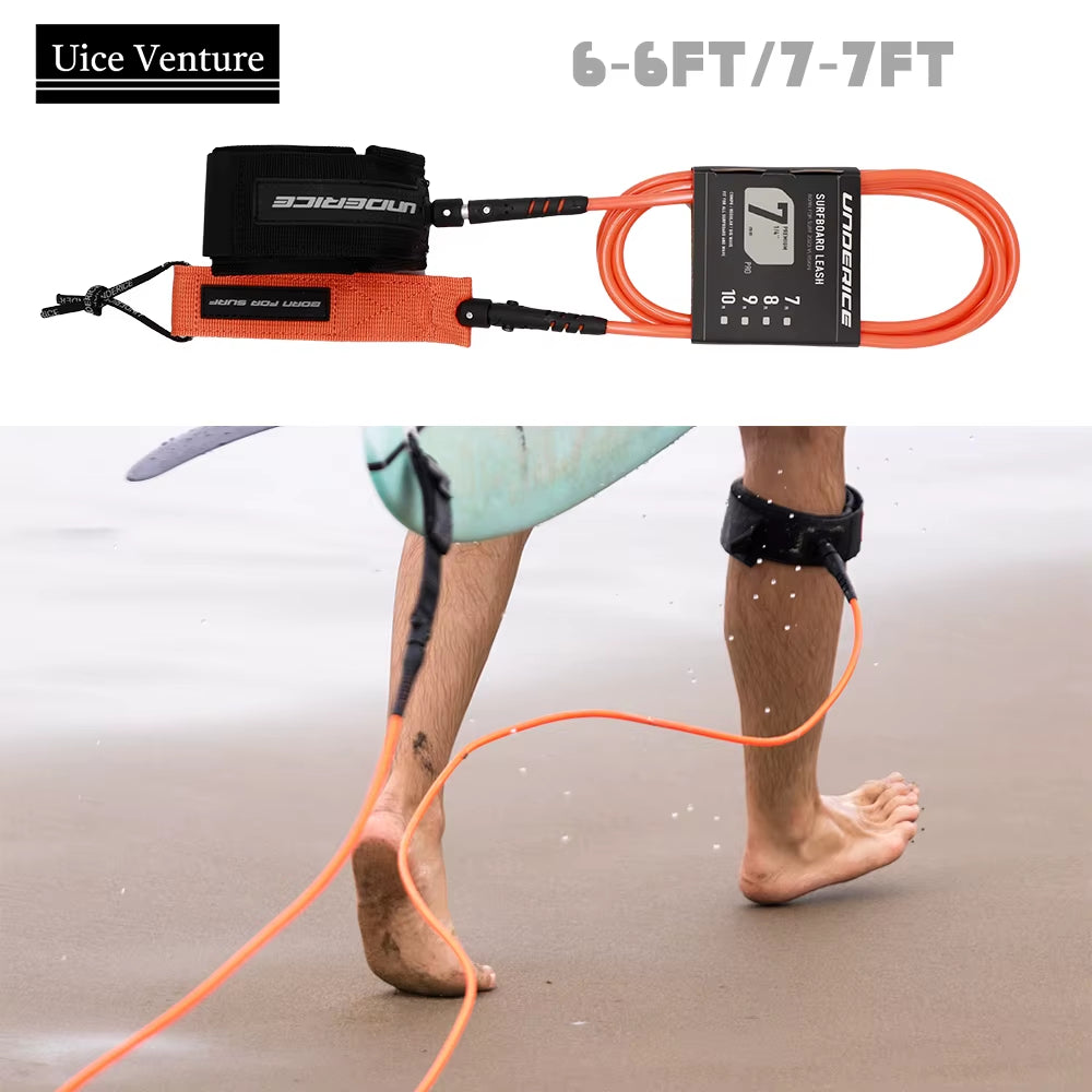 Surf Leash SUP Board 6/7FT Surfboard Rope Surf Rope Surfboard Leash TPU Stainless Inflatable Paddle Board Longboard Foot Rope