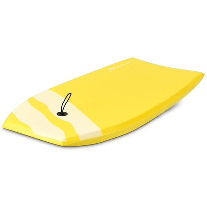 Goplus 41'' Lightweight Super Bodyboard Surfing W/Leash IXPE Deck EPS Core Boarding Yellow