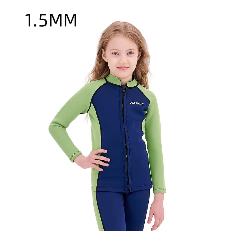 New Kids Wetsuit Neoprene 1.5Mm/3Mm Boys and Girls Thick Warm Scuba Diving Suit Underwater Free-Diving Split Long Sleeve