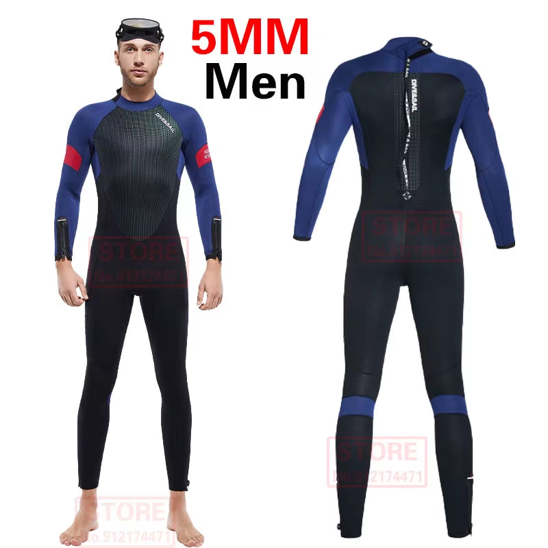 Premium 3MM/5MM Neoprene Wetsuit Men Women for Deep Scuba Diving Snorkeling Thickened Warm Wetsuit Swimming Kayaking Surf Suits