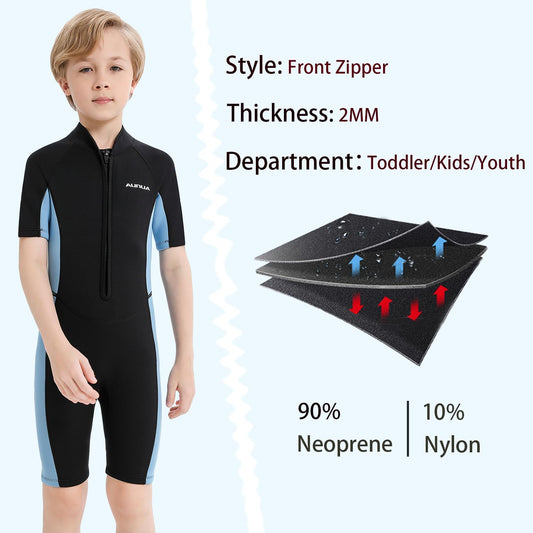 Children'S 3Mm Youth Swimming Suit Shorty Wetsuits Neoprene for Kids Keep Warm