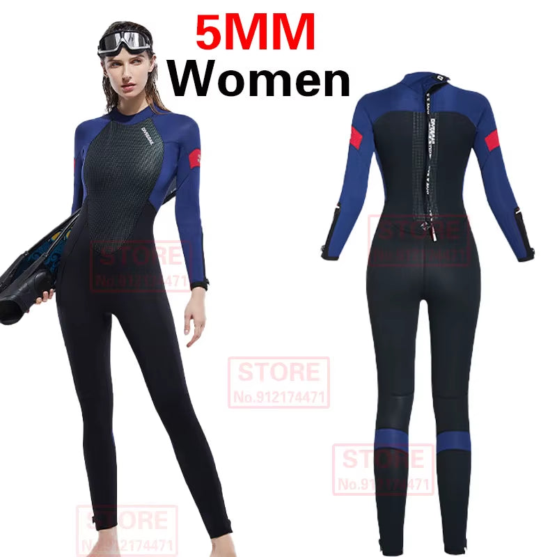 Premium 3MM/5MM Neoprene Wetsuit Men Women for Deep Scuba Diving Snorkeling Thickened Warm Wetsuit Swimming Kayaking Surf Suits