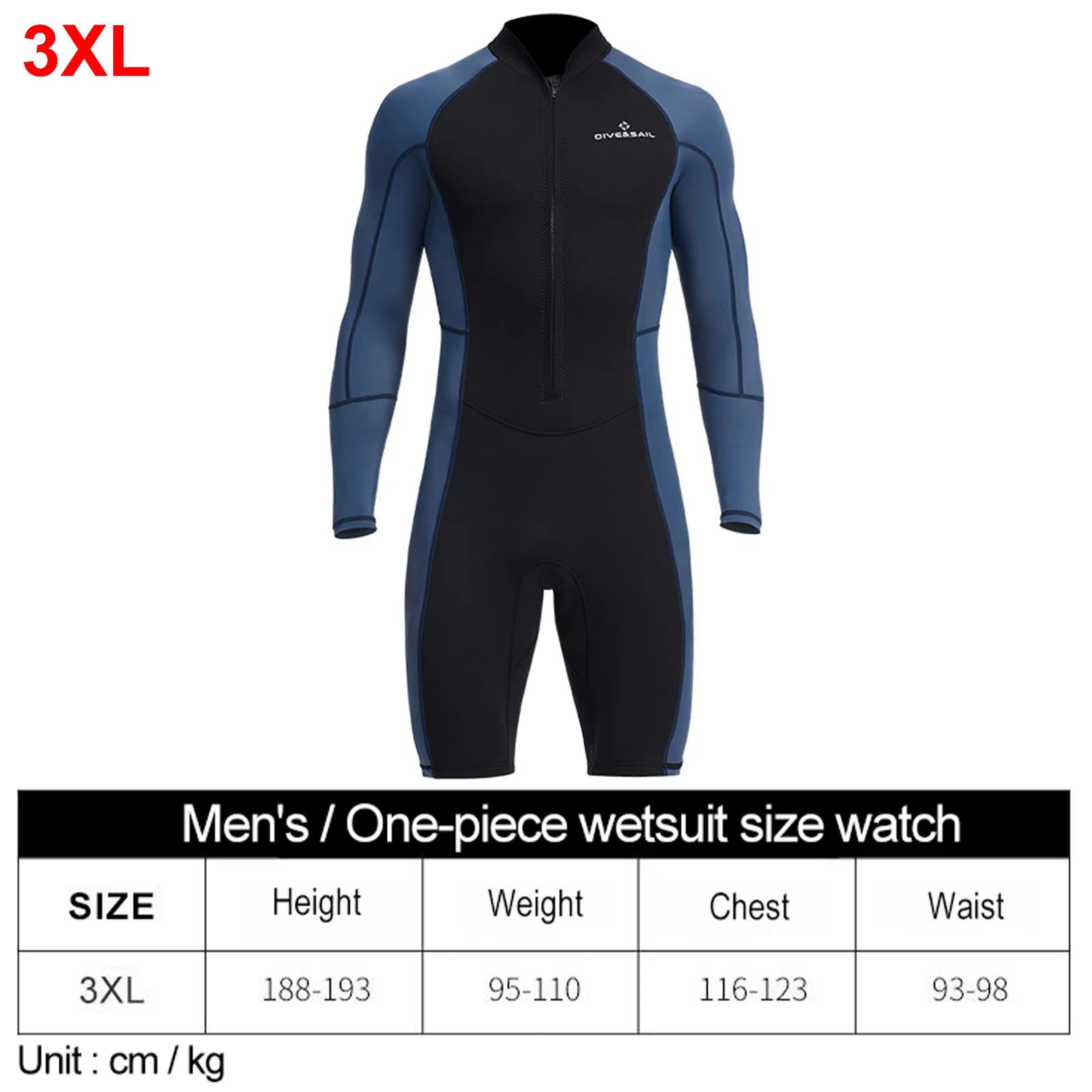 Men Wetsuit Diving Suit Protection Front Zip Wet Suit for Water Sports