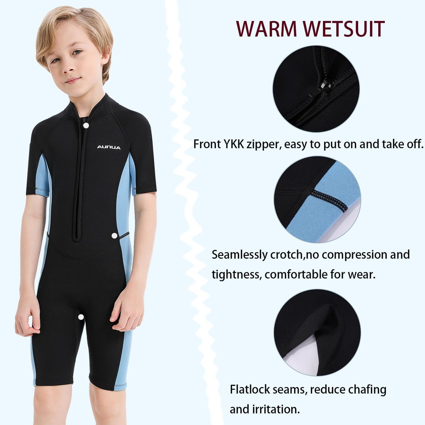 Children'S 3Mm Youth Swimming Suit Shorty Wetsuits Neoprene for Kids Keep Warm