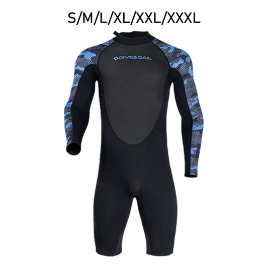 Men Wetsuit Shorty Neoprene 2Mm Body Swim Suits Long Sleeve Bathing Suit Diving