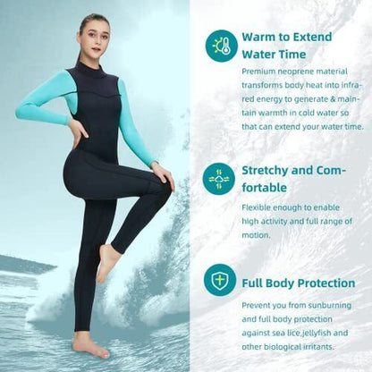 3Mm Wetsuit Men and Women,Neoprene Wetsuit for Men and X-Large Light Blue