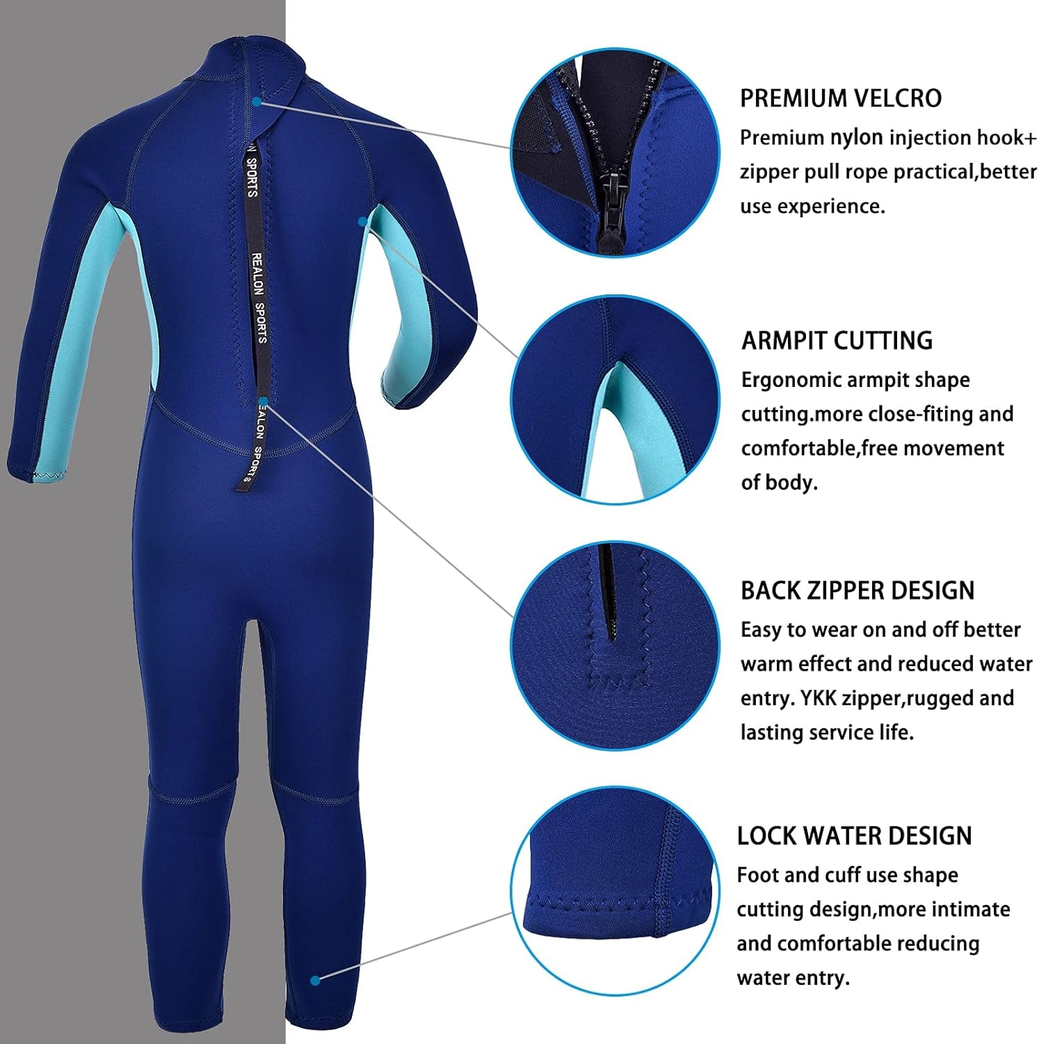 Kids Shorty Wetsuit 3Mm Neoprene Boys Girls Thermal Wet Suit, Front or Back Zip Toddler Youth 2Mm Child Swimsuit Swim Lessons Warm for Jet Skiing Diving Surfing Water Sprot