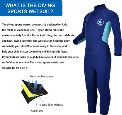 Kids Shorty Wetsuit 3Mm Neoprene Boys Girls Thermal Wet Suit, Front or Back Zip Toddler Youth 2Mm Child Swimsuit Swim Lessons Warm for Jet Skiing Diving Surfing Water Sprot