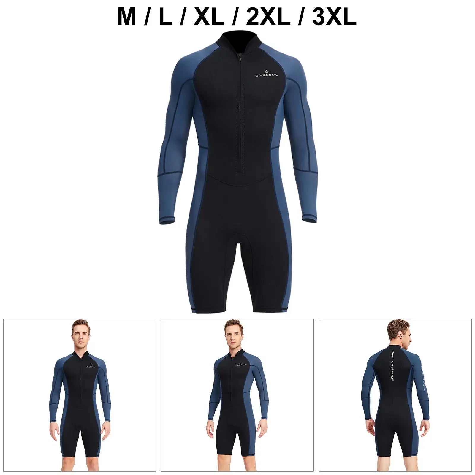 Neoprene 1.5Mm Men Wetsuit Shorty Scuba Diving Suit Shorts Long Sleeve Swimwear