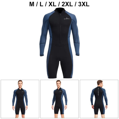 Neoprene 1.5Mm Men Wetsuit Shorty Scuba Diving Suit Shorts Long Sleeve Swimwear