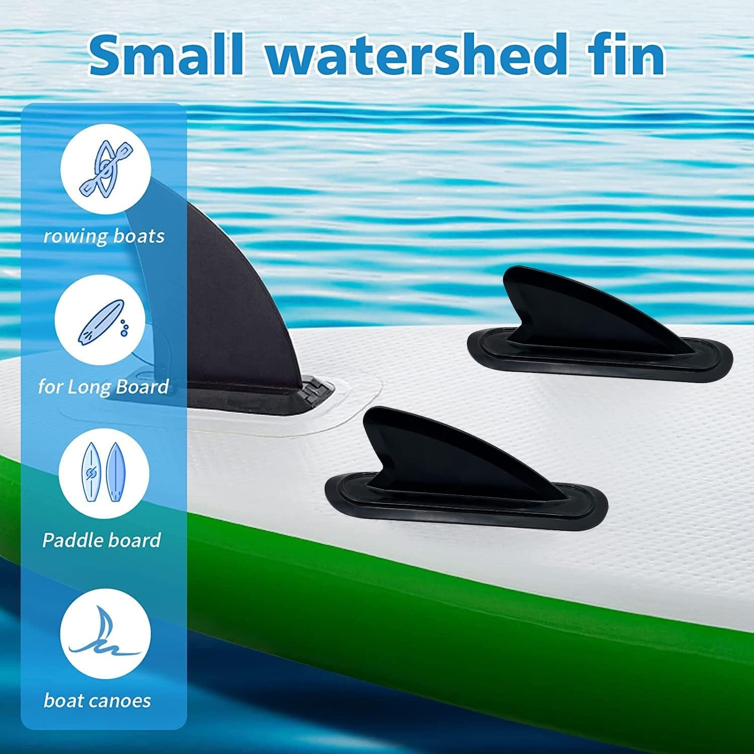 2 Pack Kayak Tracking Fin Skeg PVC Center Fin Surfing Watershed Board Fin for Kayak Canoe Boat Dinghy and for Long Board Surfboard Paddle Board