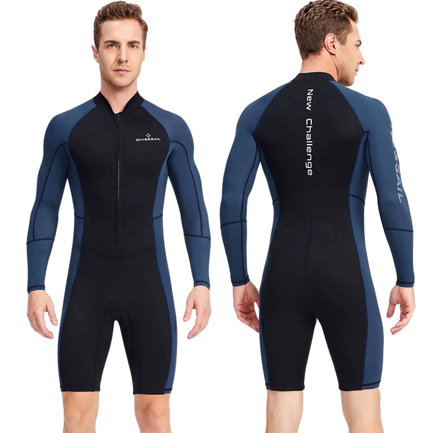 Men'S Wetsuit 1.5Mm Neoprene Shorty Diving Suit Shorts Diving Full Body Front Zipper Dive Skin for Surfing Kayaking