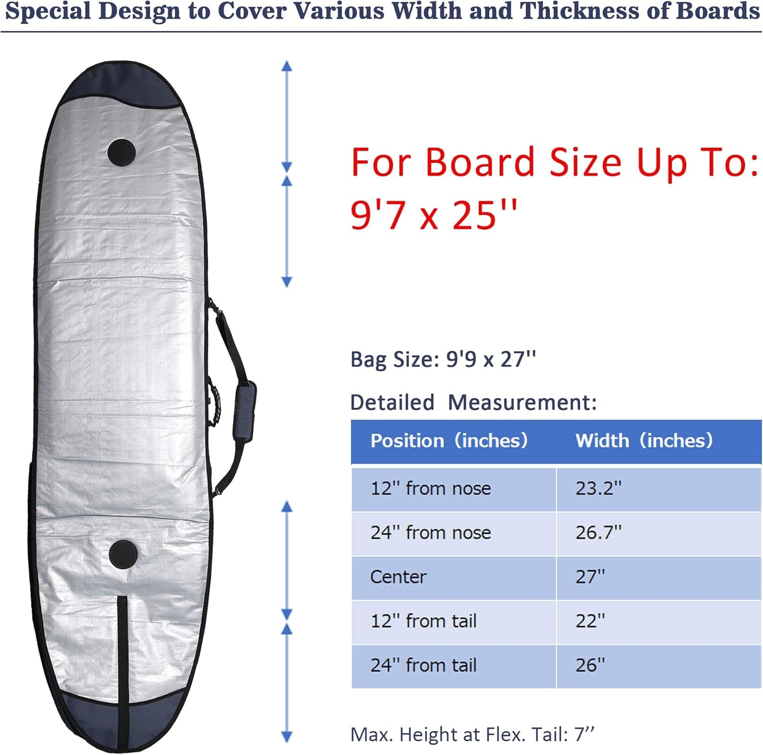 Premium Surfboard Travel Bag, Foam Padded Surf Board Cover, Shortboard Carrying Bags for Surfing, Outdoor, Airplane, Car, Truck,6'0, 6'6, 7'0, 7'6, 8'0, 8'6, 9'0, 9'6, 10'0