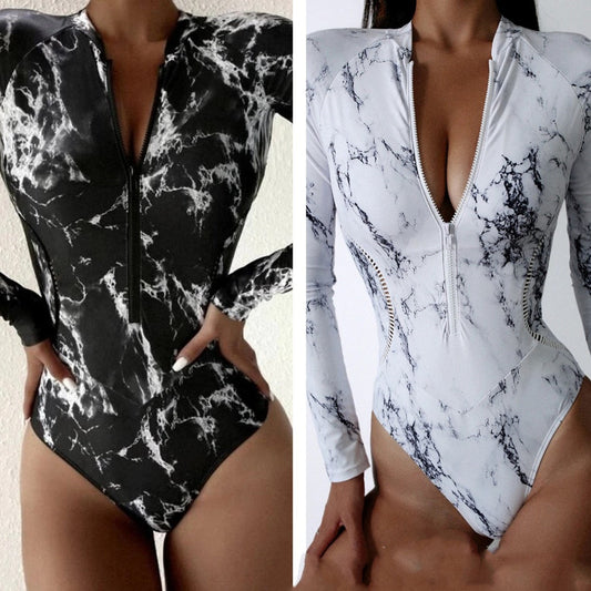 Long Sleeve Swimsuit Zipper Surfing Suit