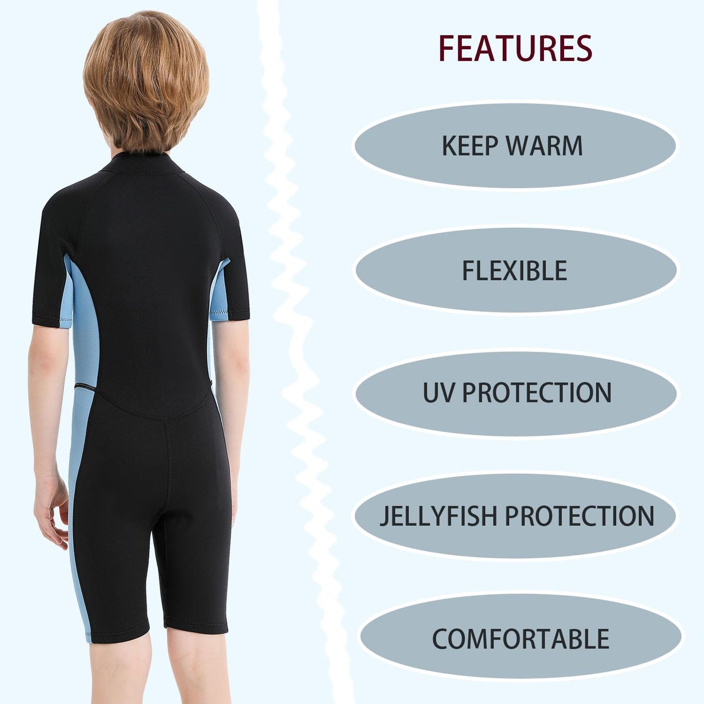 Children'S 3Mm Youth Swimming Suit Shorty Wetsuits Neoprene for Kids Keep Warm