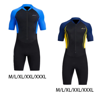 Mens Shorty Wetsuit 1.5Mm Sun Protective One Piece Full Body Diving Suit Swimming Pool Scuba Diving Snorkeling Suit