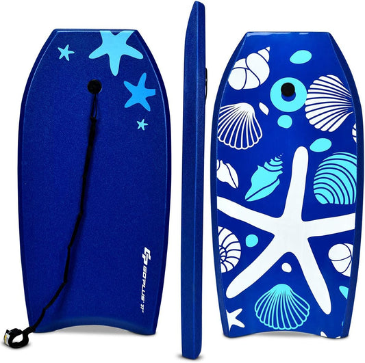 Boogie Boards for Beach, 41''/37''/33'' Lightweight Body Board with EPS Core, XPE Deck, HDPE Slick Bottom, Wrist Leash, Bodyboard for Kids Adults Surfing