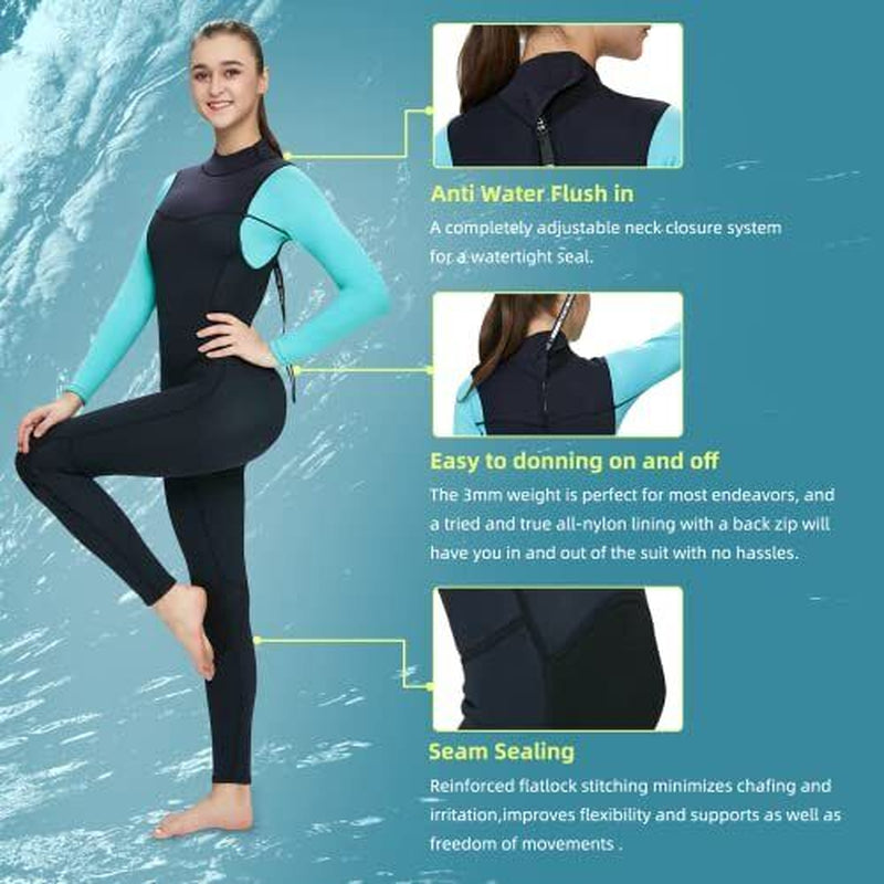 3Mm Wetsuit Men and Women,Neoprene Wetsuit for Men and X-Large Light Blue