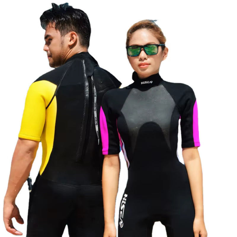 HISEA 3Mm Neoprene Short Sleeved Men Women Wetsuit Snorkeling Jumpsuit Full Body Dive Wetsuit Onepiece Swim Keep Warm Surf