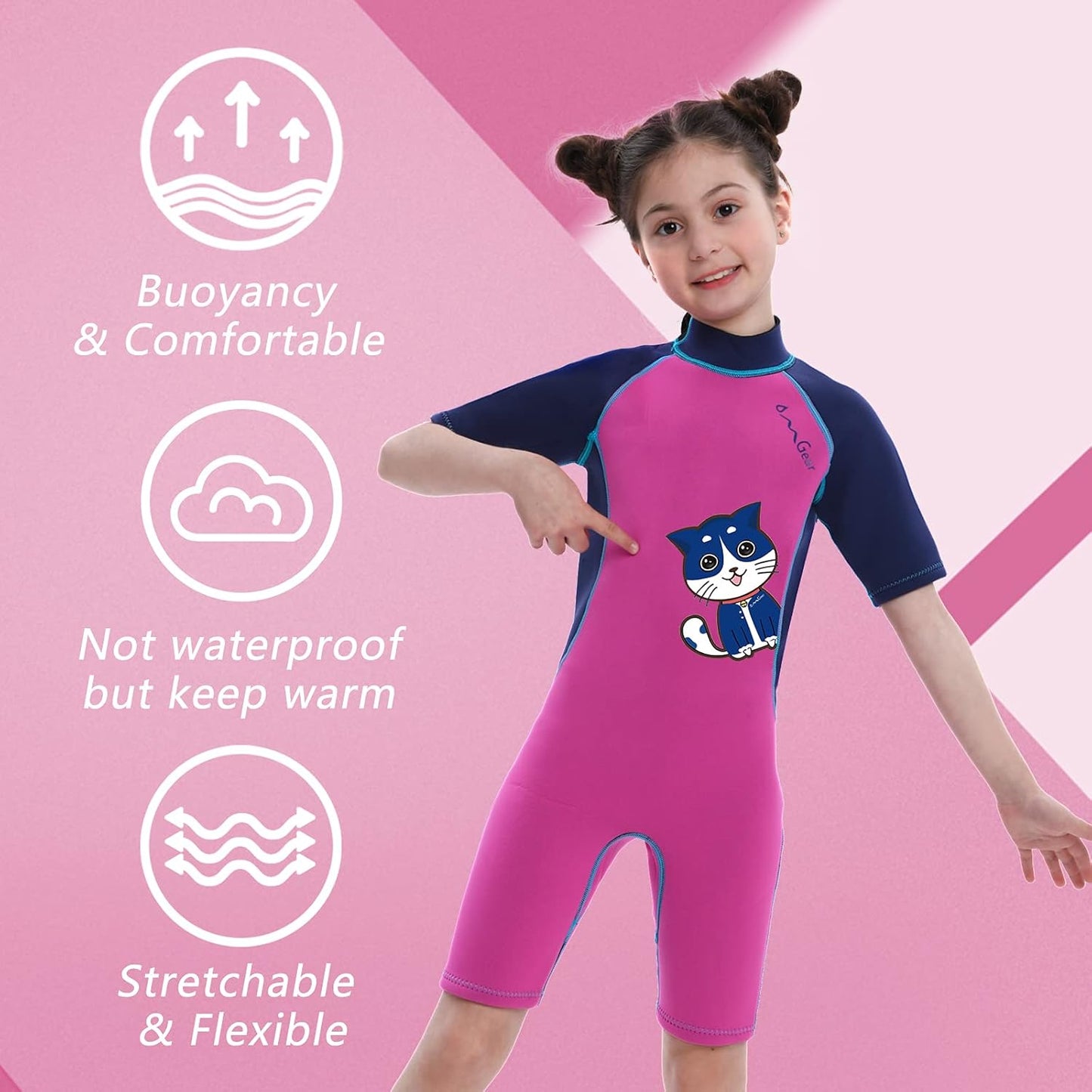 Wetsuit Kids 2Mm 3Mm Shorty Neoprene One Piece Short Sleeves Diving Suits Back Zipper Thermal Swimsuit for Youth Boys Girls Scuba Diving Surfing Snorkeling Swimming Water Sports