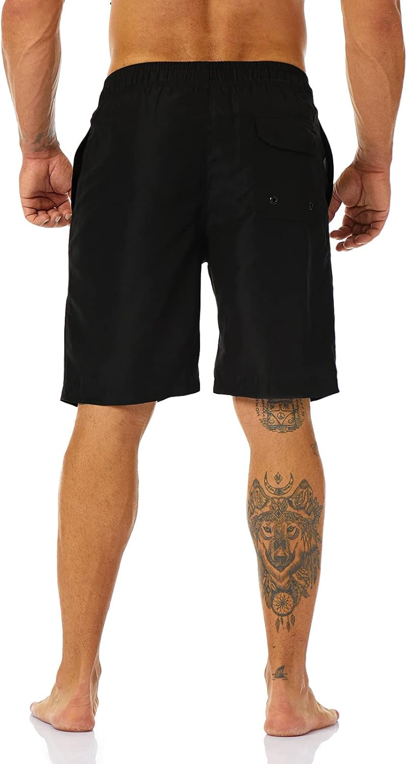 Mens Swim Trunks Long, Quick Dry Mens Boardshorts, 9 Inches Inseam Mens Bathing Suits with Mesh Lining