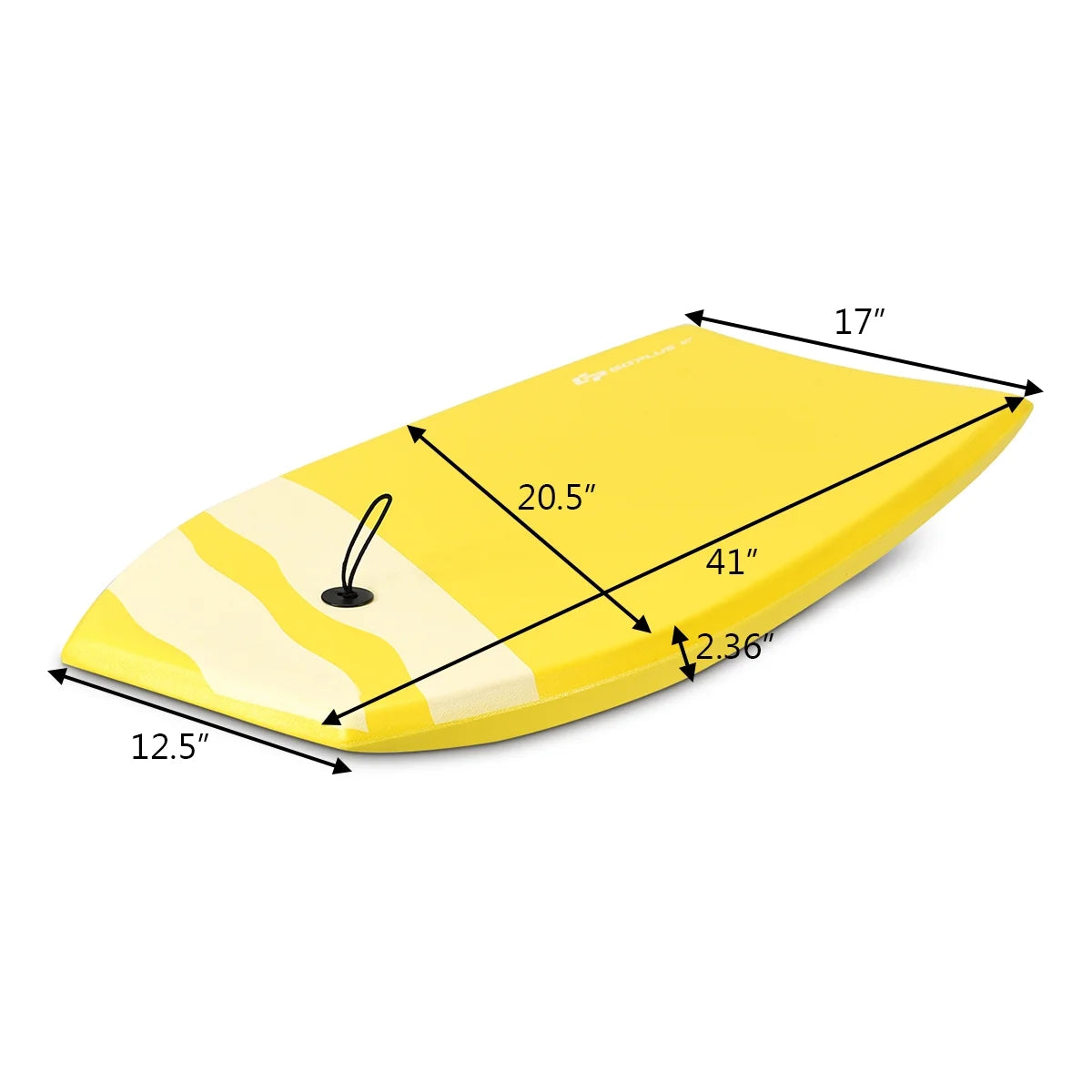 Goplus 41'' Lightweight Super Bodyboard Surfing W/Leash IXPE Deck EPS Core Boarding Yellow